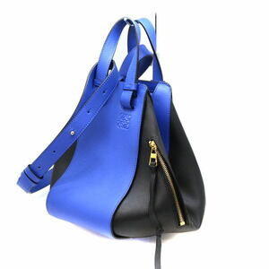 Loewe Hammock Bag Electric Blue Black Leather Handbag